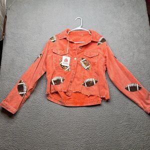 Football themed sequin appliqué corduroy Jacket new size large Tennessee Vols